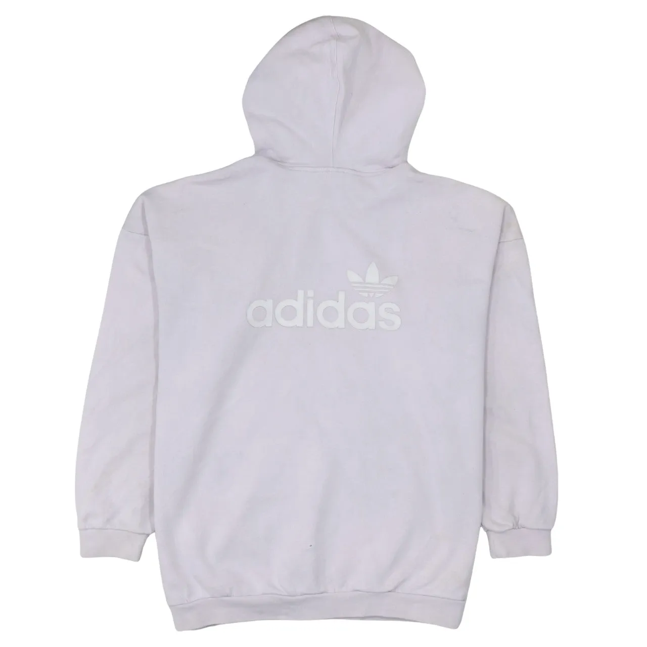 Adidas Light Lilac Hoodie Women's Large Small Logo Front Big Back Logo Pullover Sweatshirt sold by Vintage Club product image thumbnail 2