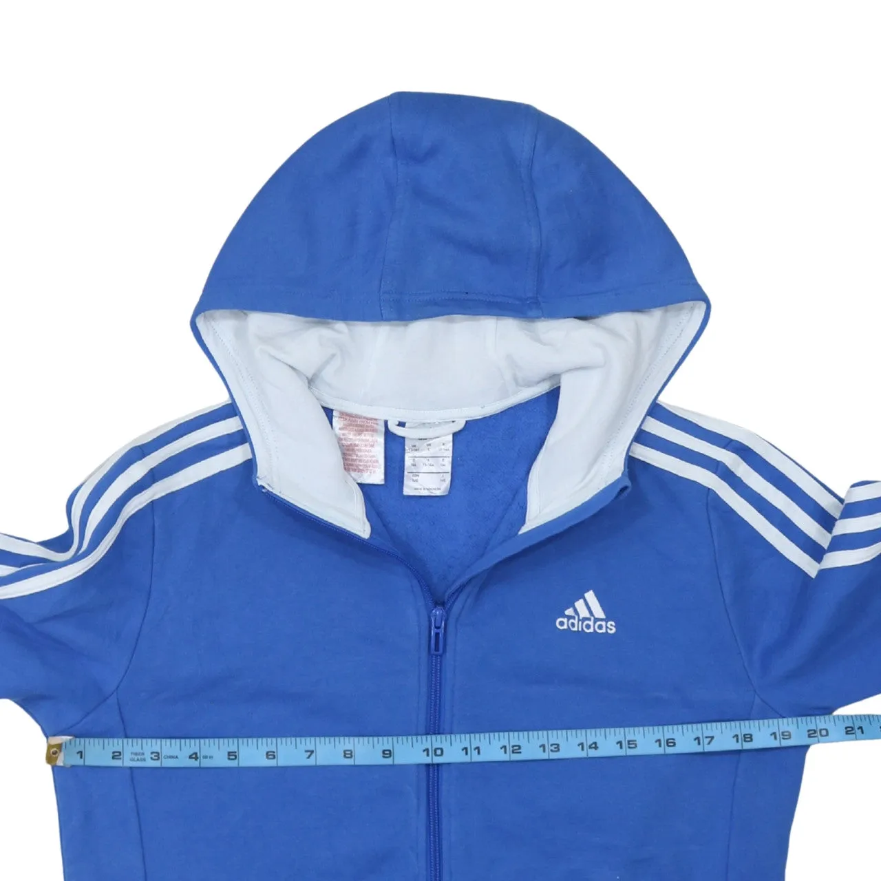 Adidas 90's Striped Sleeve Full Zip Up Hoodie Large Blue sold by Vintage Club product image thumbnail 5