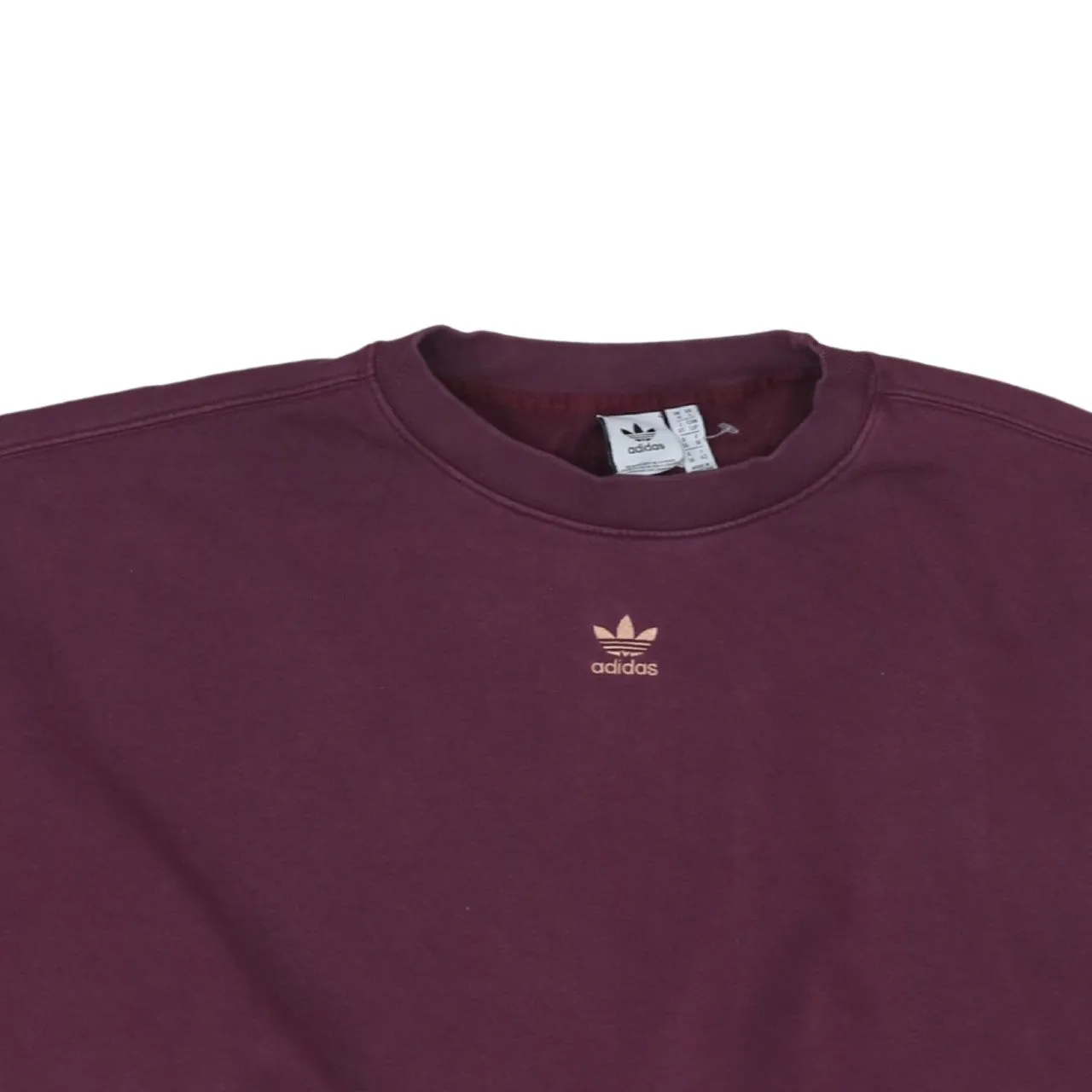 Adidas Burgundy Red Sweatshirt Women's Small Embroidered Trefoil Logo Ribbed Hem Pullover Top sold by Vintage Club product image thumbnail 3