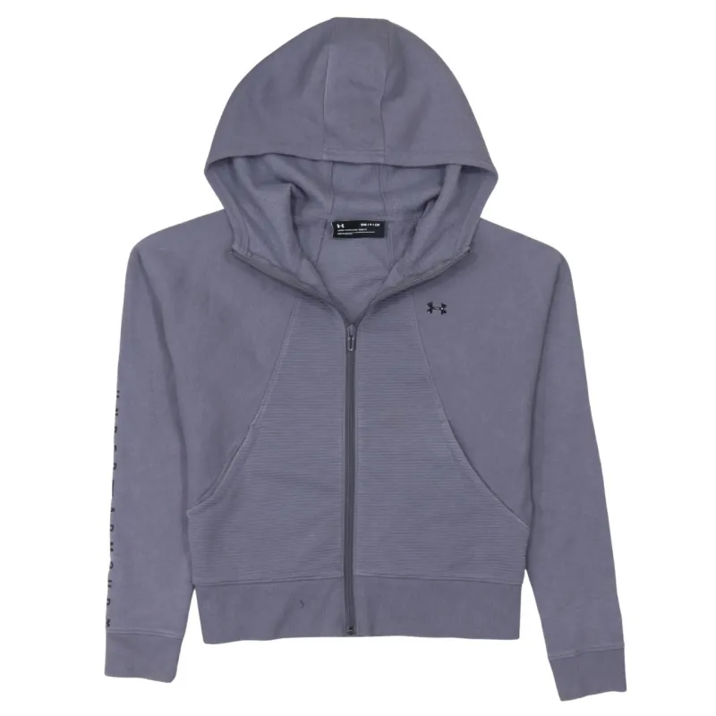 Under Armour Purple Zip Hoodie Women’s Small Embroidered Logo Ribbed Panel Pockets Sweatshirt sold by Vintage Club