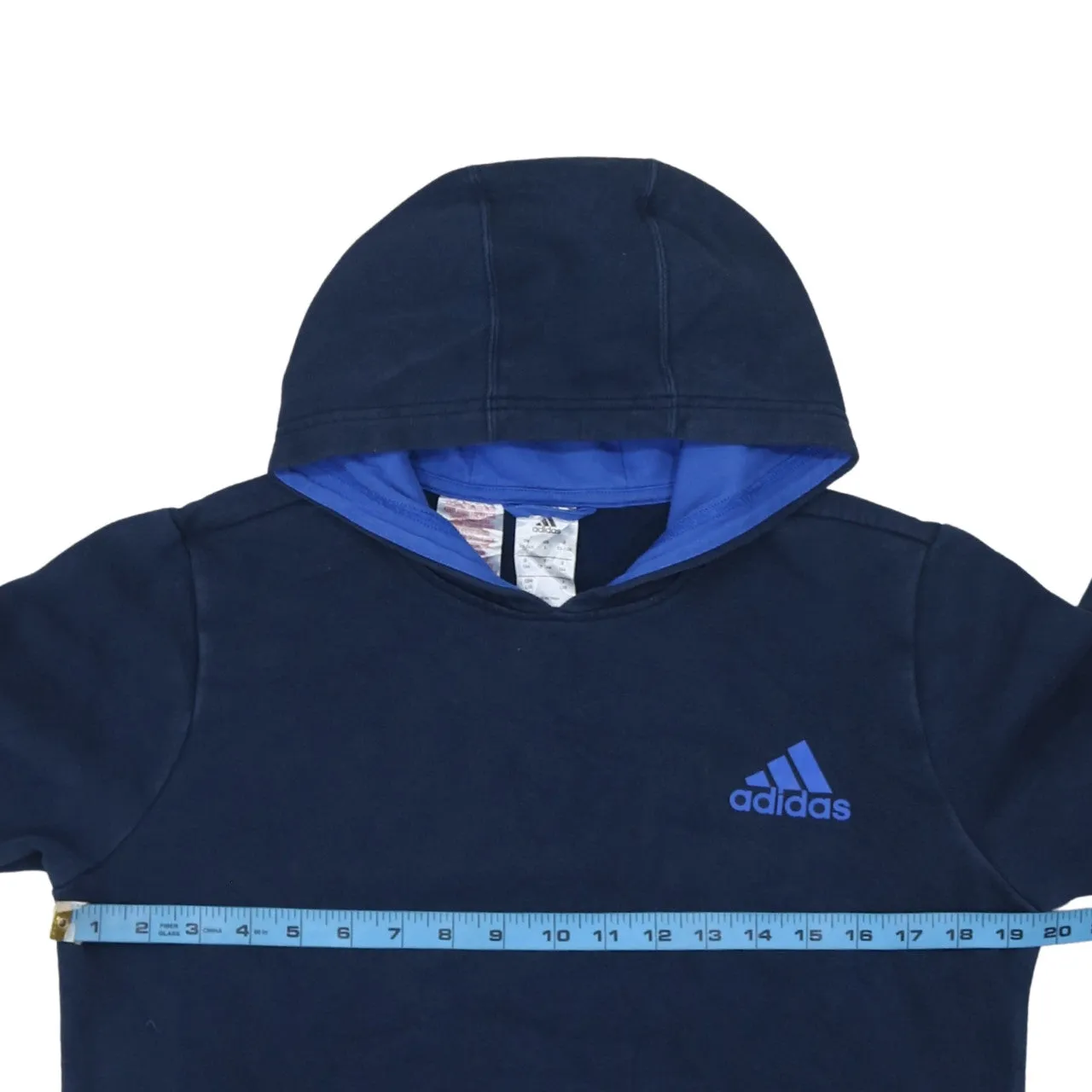 Adidas 90's Drawstring Pockets Pullover Hoodie Medium Navy Blue sold by Vintage Club product image thumbnail 5