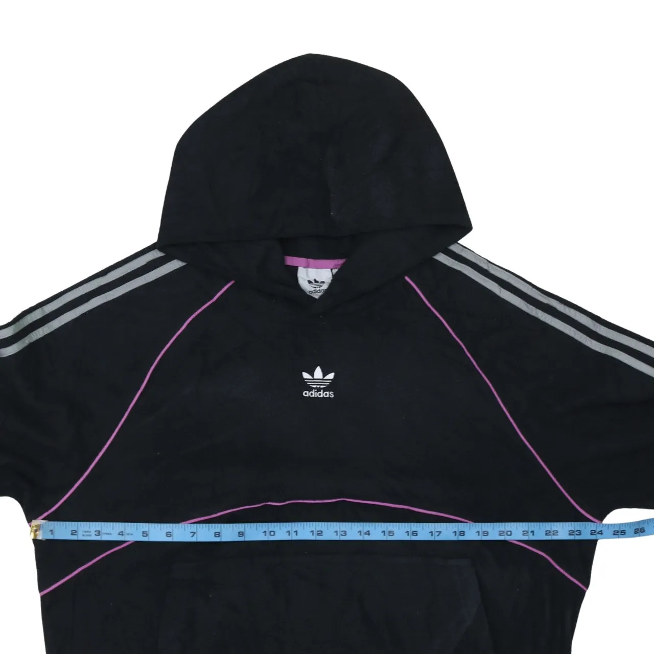 Adidas 90's Striped Sleeve Pullover Hoodie Large Black sold by Vintage Club product image thumbnail 5
