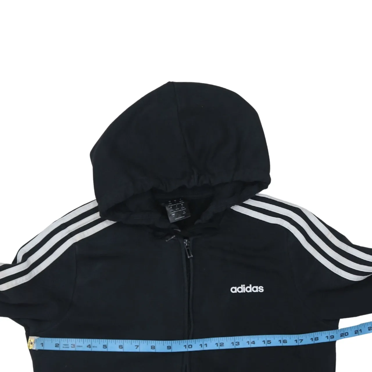 Adidas 90's Striped Sleeve Full Zip Up Hoodie Large Black sold by Vintage Club product image thumbnail 5