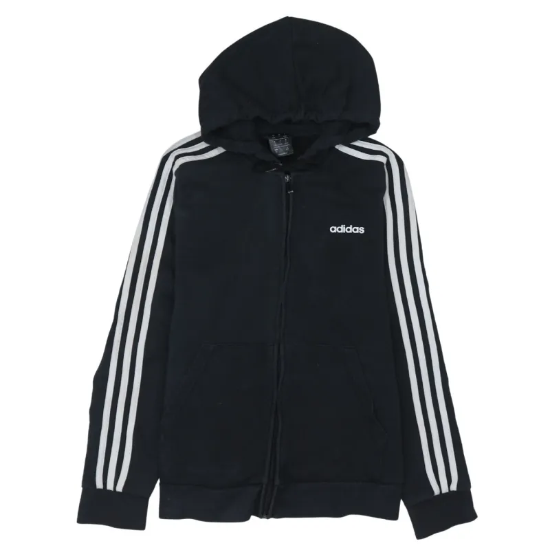 Adidas 90's Striped Sleeve Full Zip Up Hoodie Large Black sold by Vintage Club