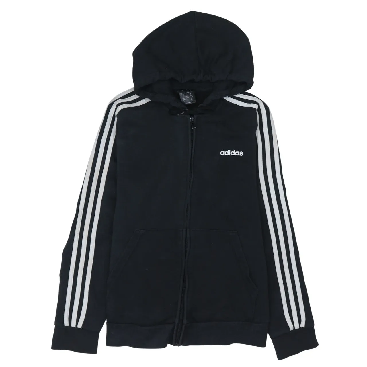 Adidas 90's Striped Sleeve Full Zip Up Hoodie Large Black sold by Vintage Club