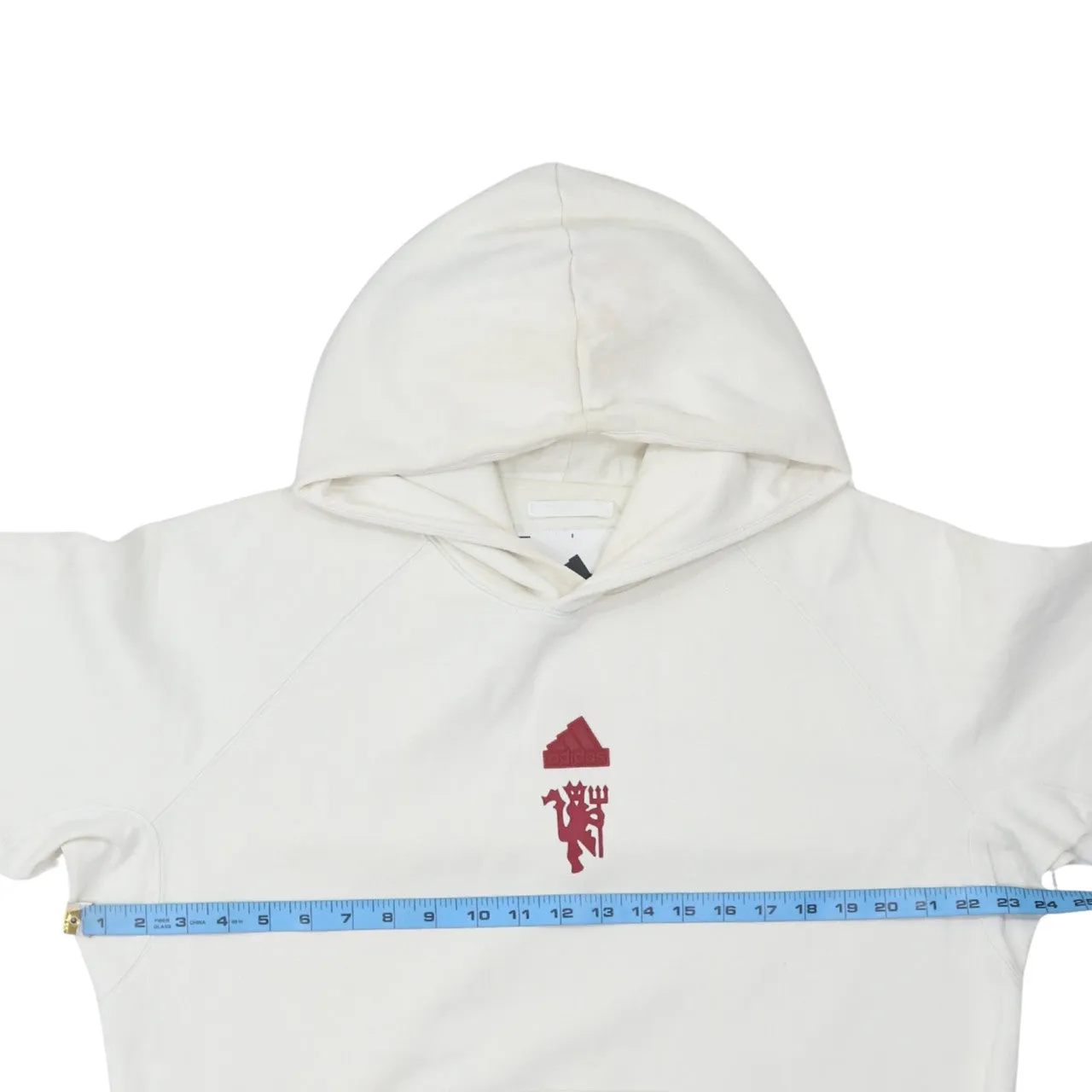 Adidas 90's Drawstring Pockets Pullover Hoodie Medium Beige Cream sold by Vintage Club product image thumbnail 5