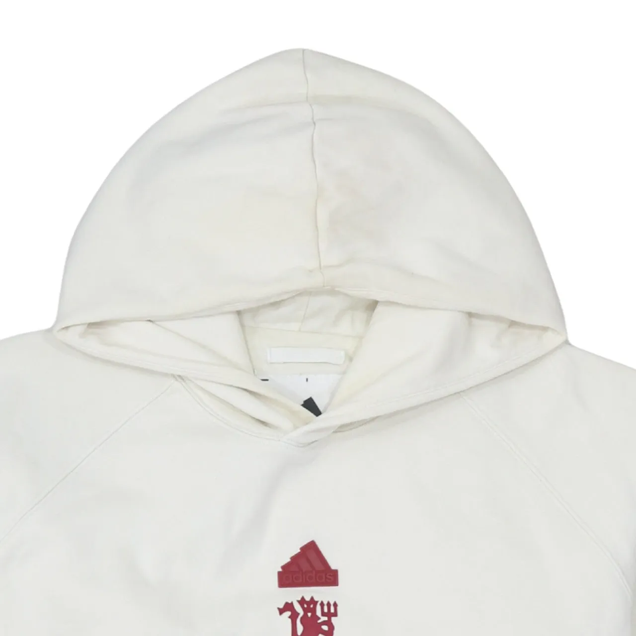 Adidas 90's Drawstring Pockets Pullover Hoodie Medium Beige Cream sold by Vintage Club product image thumbnail 3
