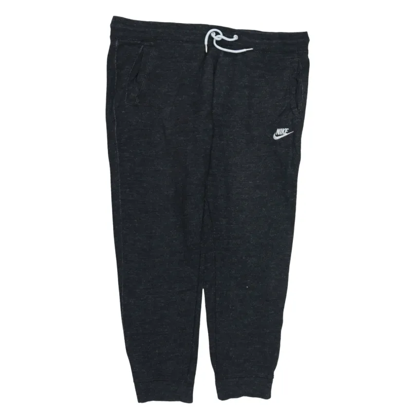 Nike Charcoal Black Joggers Men’s Large Embroidered Swoosh Drawstring Waist Zip Pocket Sweatpants sold by Vintage Club