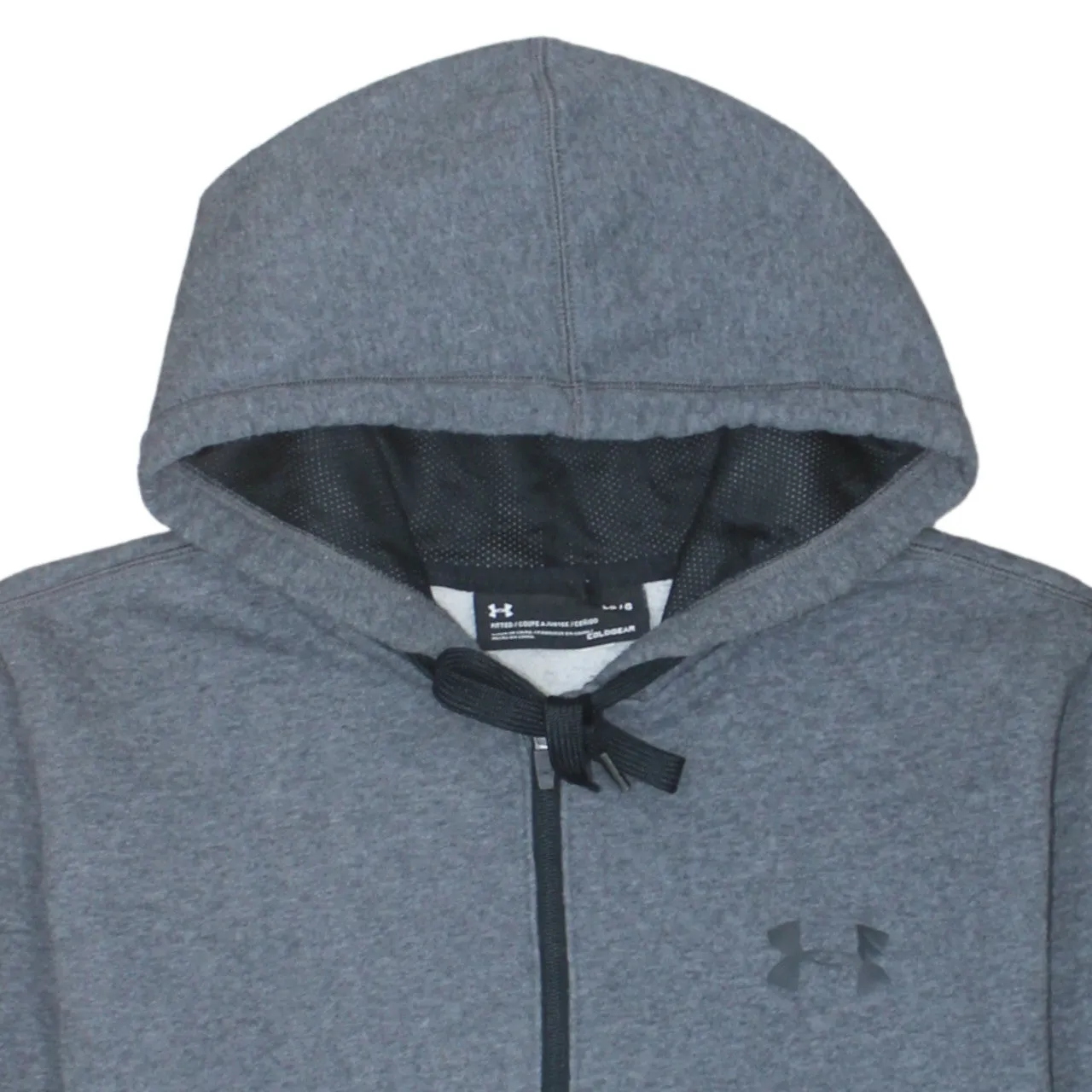 Under Armour 90's Drawstring Pockets Full Zip Up Hoodie Large Grey sold by Vintage Club product image thumbnail 3