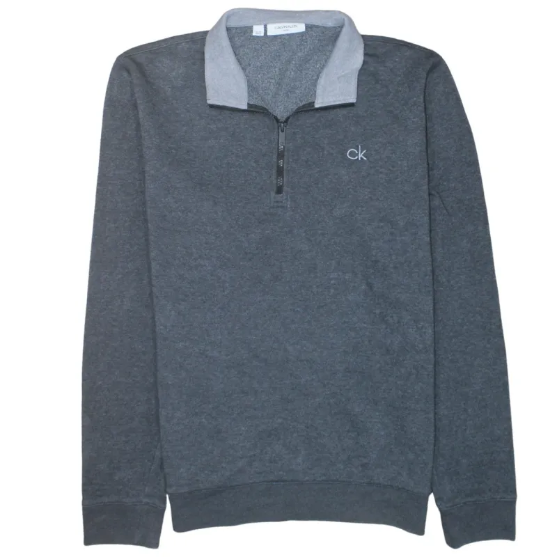Calvin Klein Dark Grey Quarter Zip Sweatshirt Women’s XLarge Embroidered ck Logo Golf Pullover made by Calvin Klein