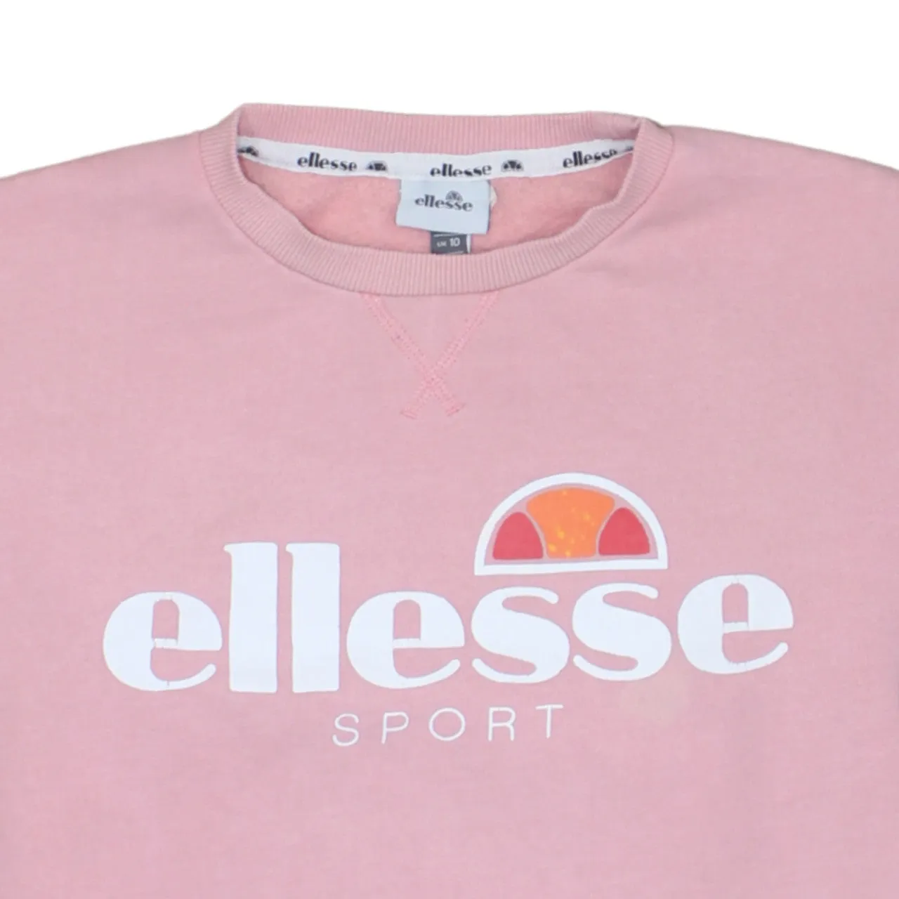 Ellesse Pink Sweatshirt Women's UK 10 Large Printed Logo Crewneck Pullover Fleece Top sold by Vintage Club product image thumbnail 3