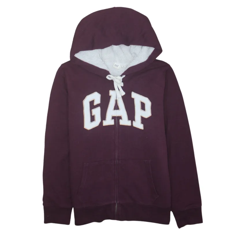 Gap Burgundy Red Hoodie Women’s Large Sherpa Lined Zip Embroidered Logo Sweatshirt made by GAP