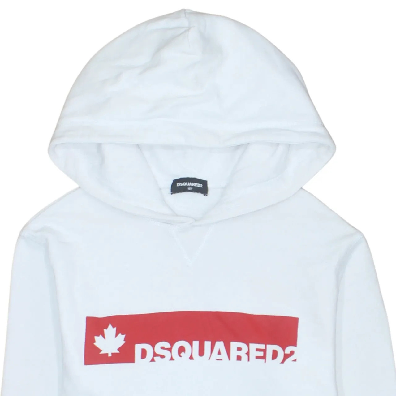 Dsquared2 White Hoodie Women’s Medium Printed Box Logo Pullover Sweatshirt sold by Vintage Club product image thumbnail 3