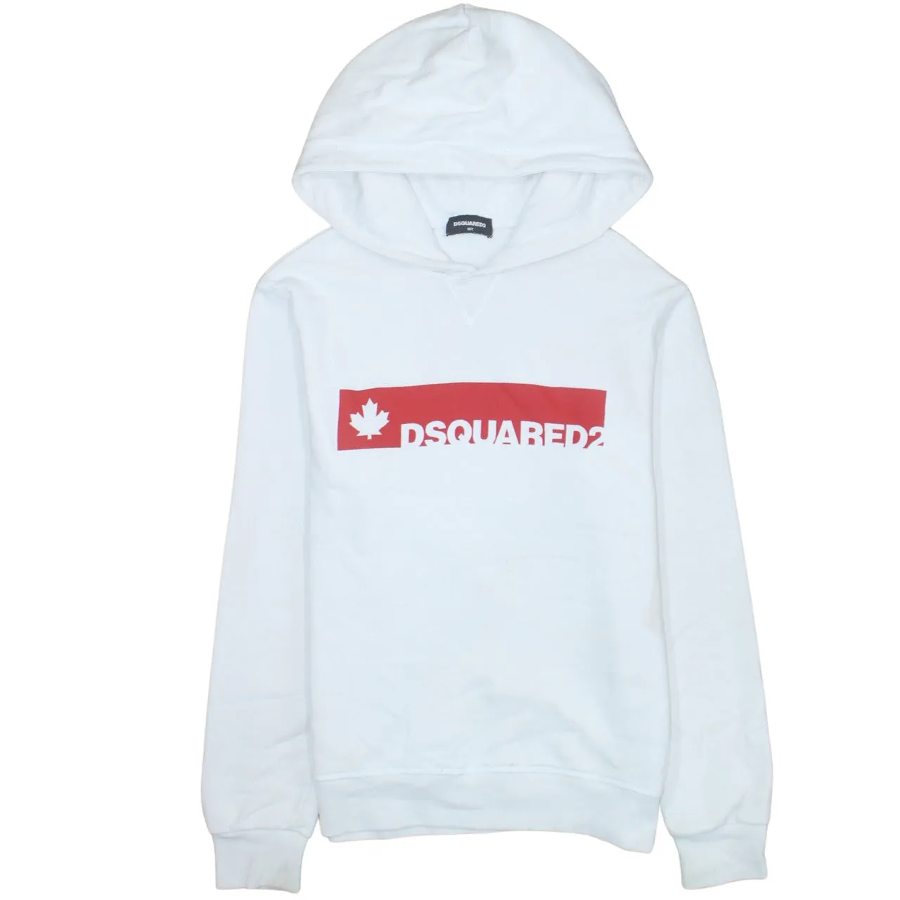 Dsquared2 White Hoodie Women’s Medium Printed Box Logo Pullover Sweatshirt sold by Vintage Club