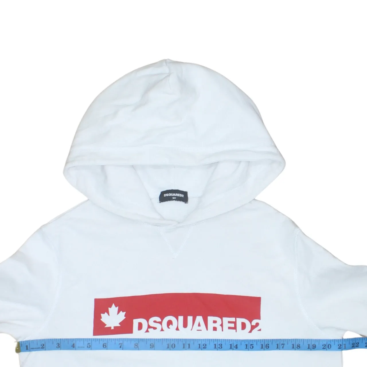 Dsquared2 White Hoodie Women’s Medium Printed Box Logo Pullover Sweatshirt sold by Vintage Club product image thumbnail 5