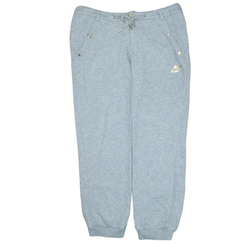 Nike Light Grey Joggers Sweatpants Men's Large Gold Printed Logo Ribbed Cuffs Casual Trousers sold by Vintage Club