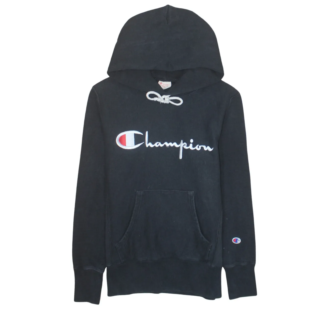 Champion 90's Spellout Pullover Hoodie Small Black sold by Vintage Club