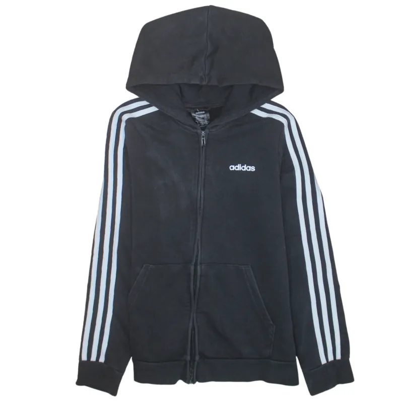 Adidas 90's Striped Sleeve Full Zip Up Hoodie Medium Black sold by Vintage Club