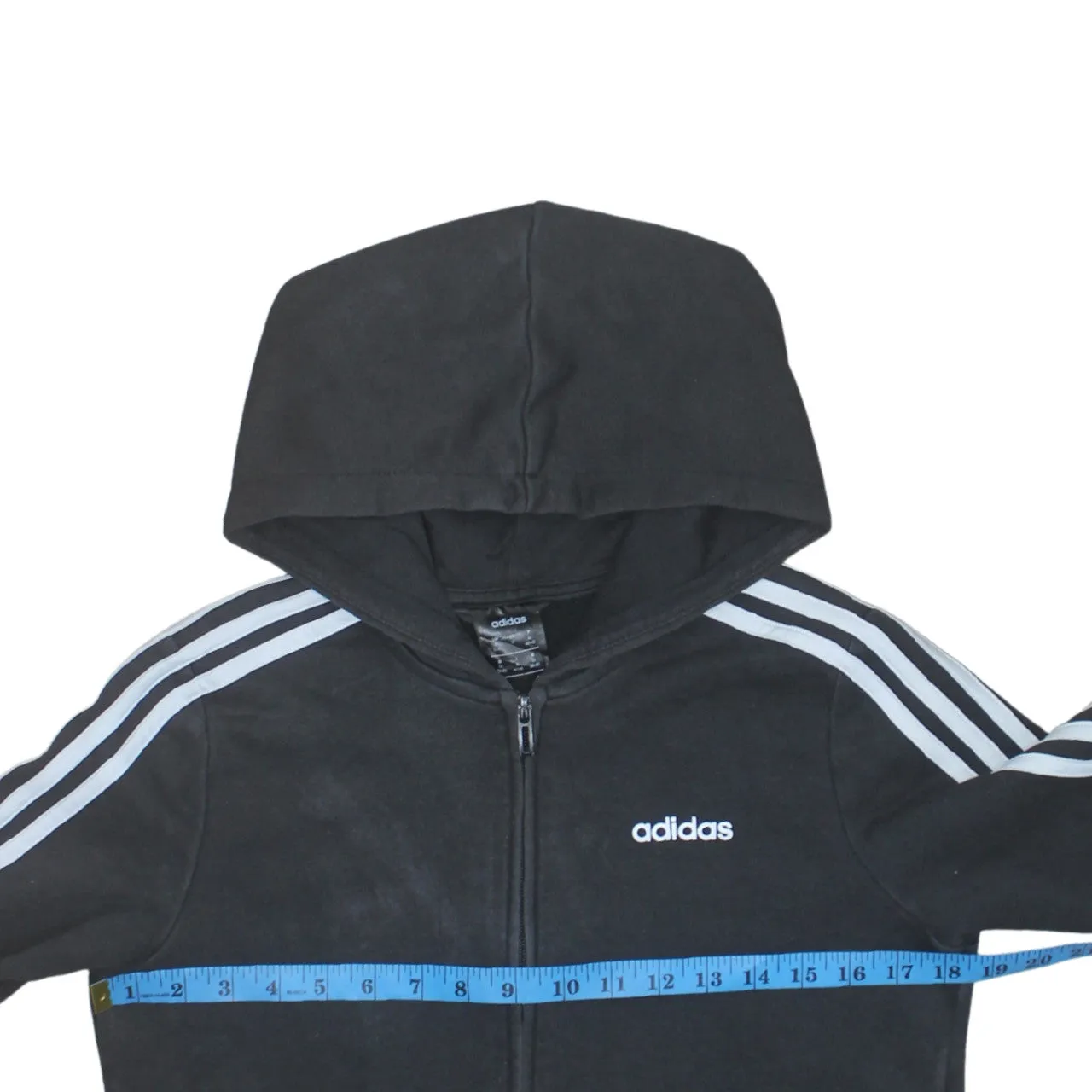 Adidas 90's Striped Sleeve Full Zip Up Hoodie Medium Black sold by Vintage Club product image thumbnail 5