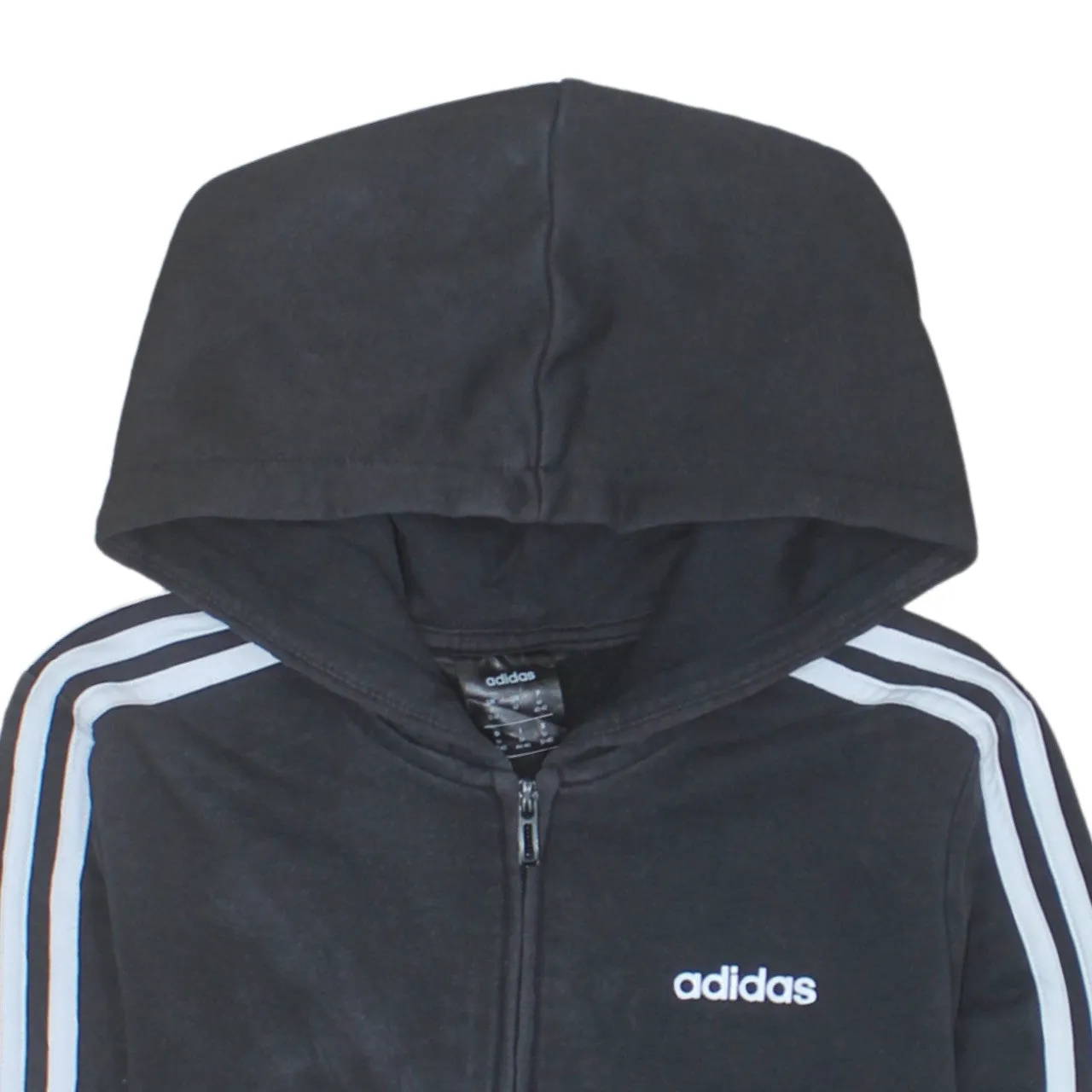 Adidas 90's Striped Sleeve Full Zip Up Hoodie Medium Black sold by Vintage Club product image thumbnail 3