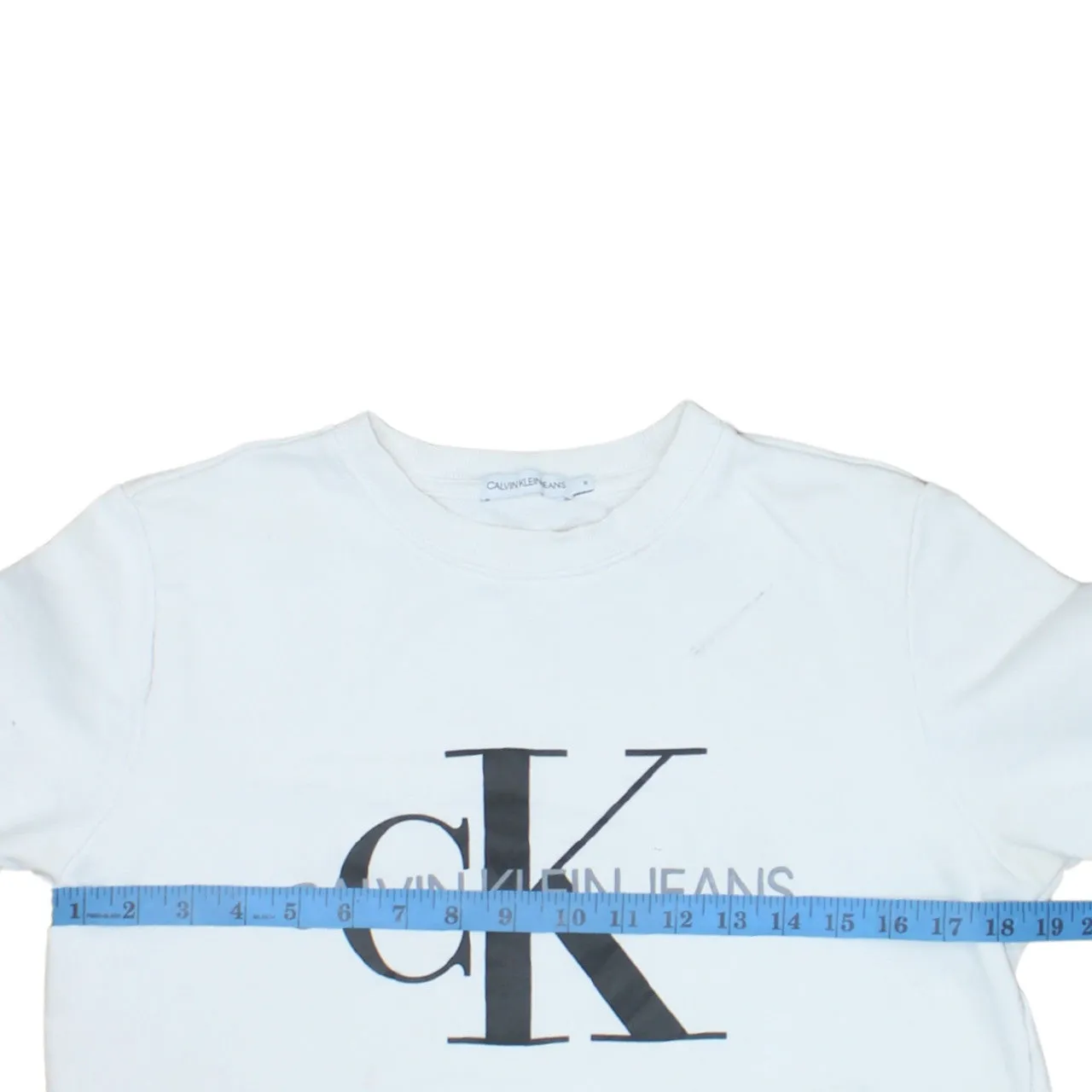 Calvin Klein 90's Spellout Crew Neck Sweatshirt Small White sold by Vintage Club product image thumbnail 5