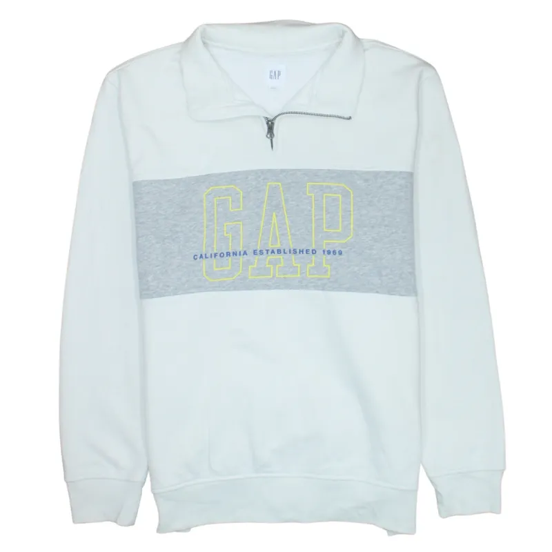 Gap 90's Spellout Quarter Zip Sweatshirt Large White made by GAP