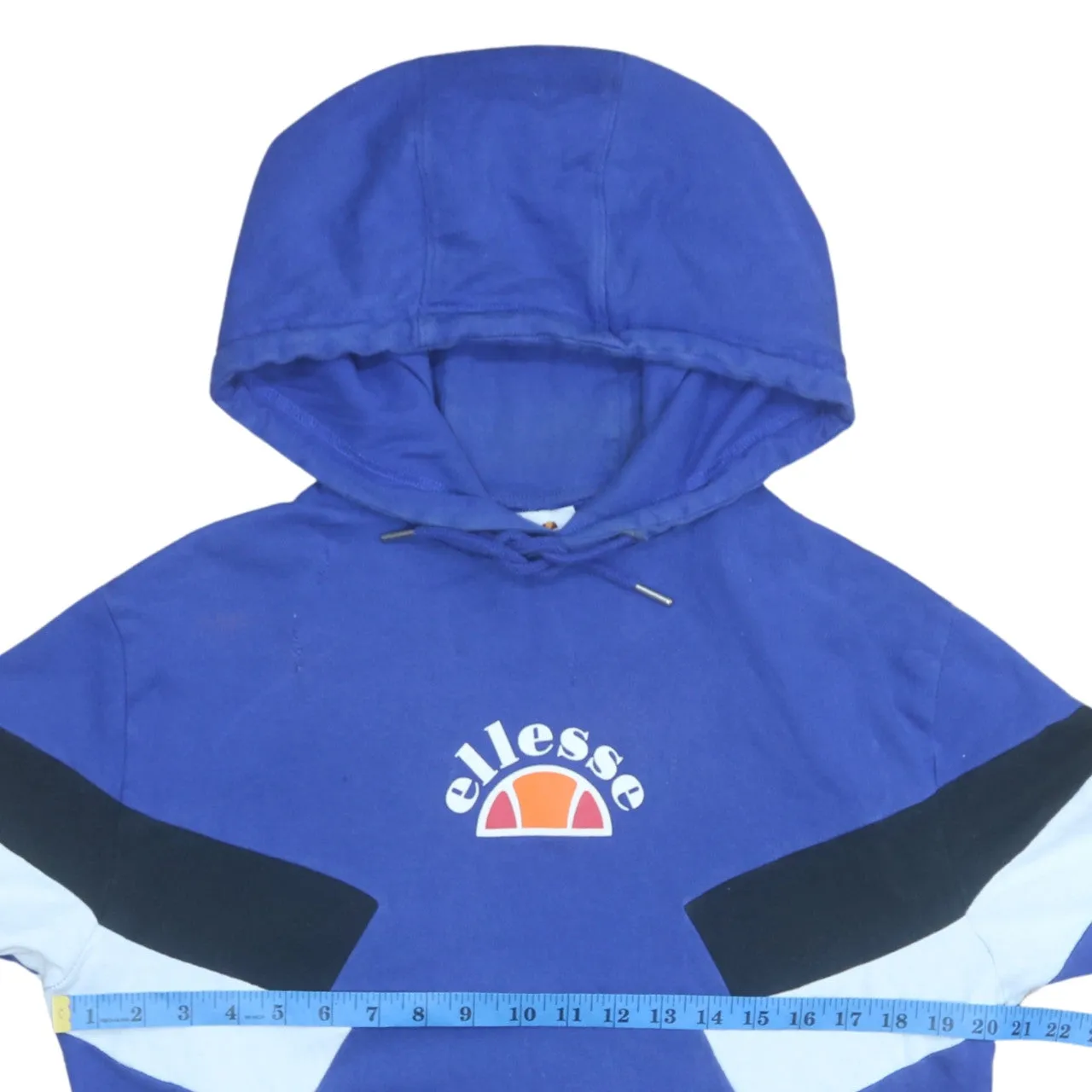 Ellesse Blue Hoodie Men's Small Embroidered Front Logo Stripe Sleeve Pullover Sweatshirt sold by Vintage Club product image thumbnail 5