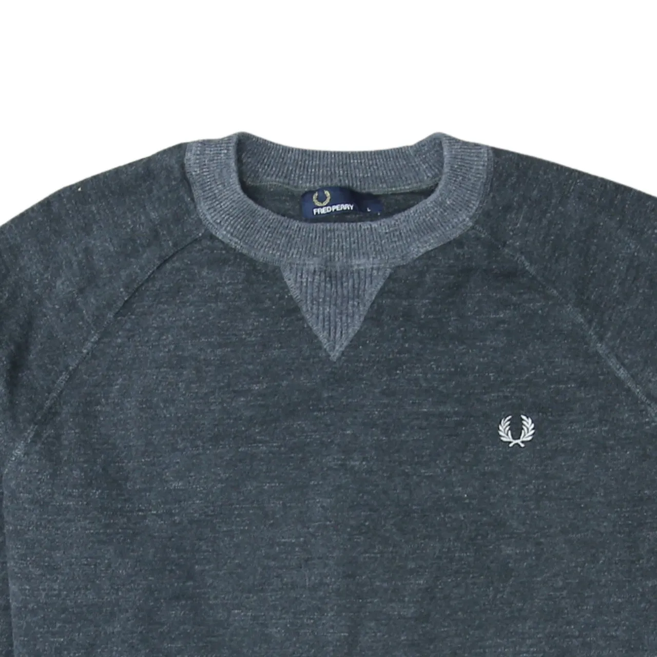 Fred Perry Charcoal Grey Jumper Women's Large Embroidered Laurel Wreath Logo Knit Sweater sold by Vintage Club product image thumbnail 3