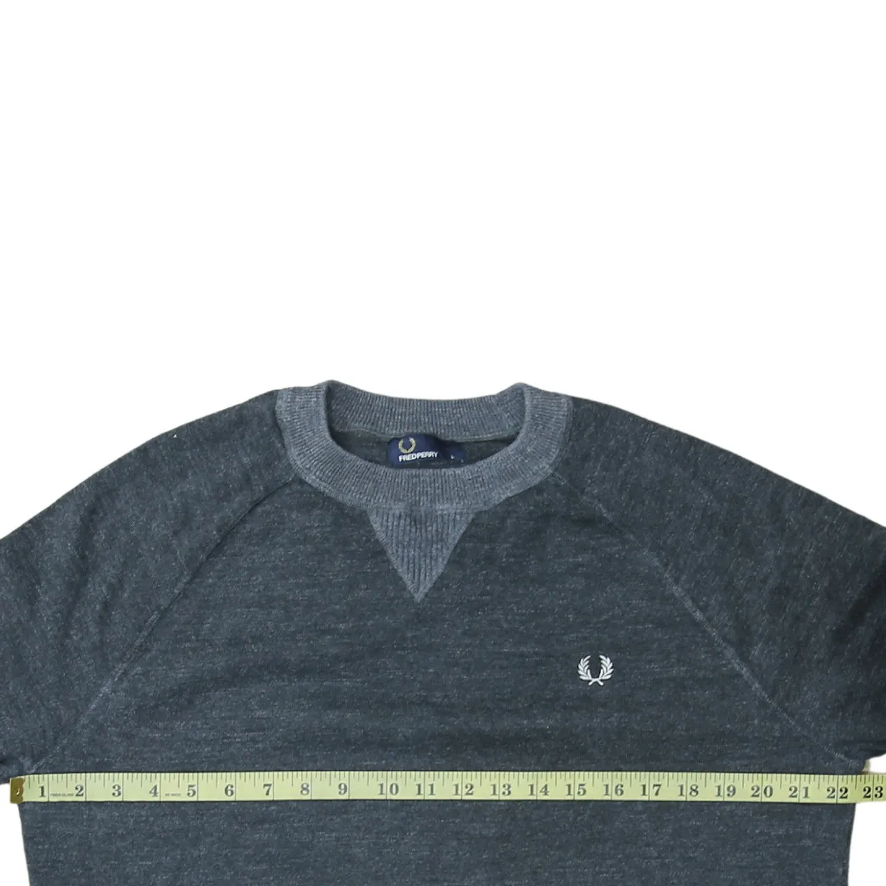 Fred Perry Charcoal Grey Jumper Women's Large Embroidered Laurel Wreath Logo Knit Sweater sold by Vintage Club product image thumbnail 5