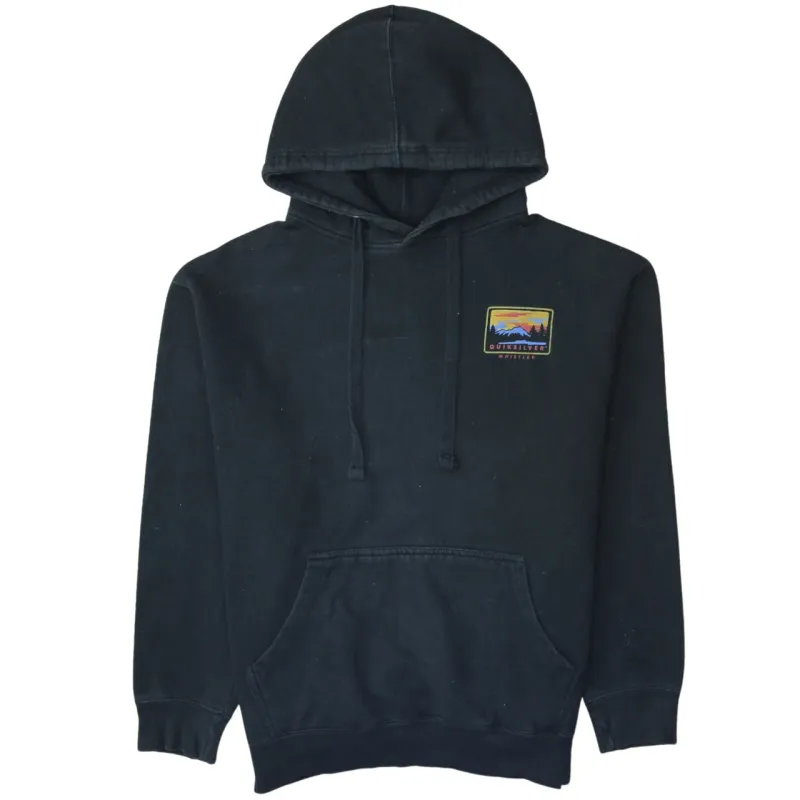 Quicksilver 90's Drawstring Pockets Pullover Hoodie Medium  Black made by Vintage Club