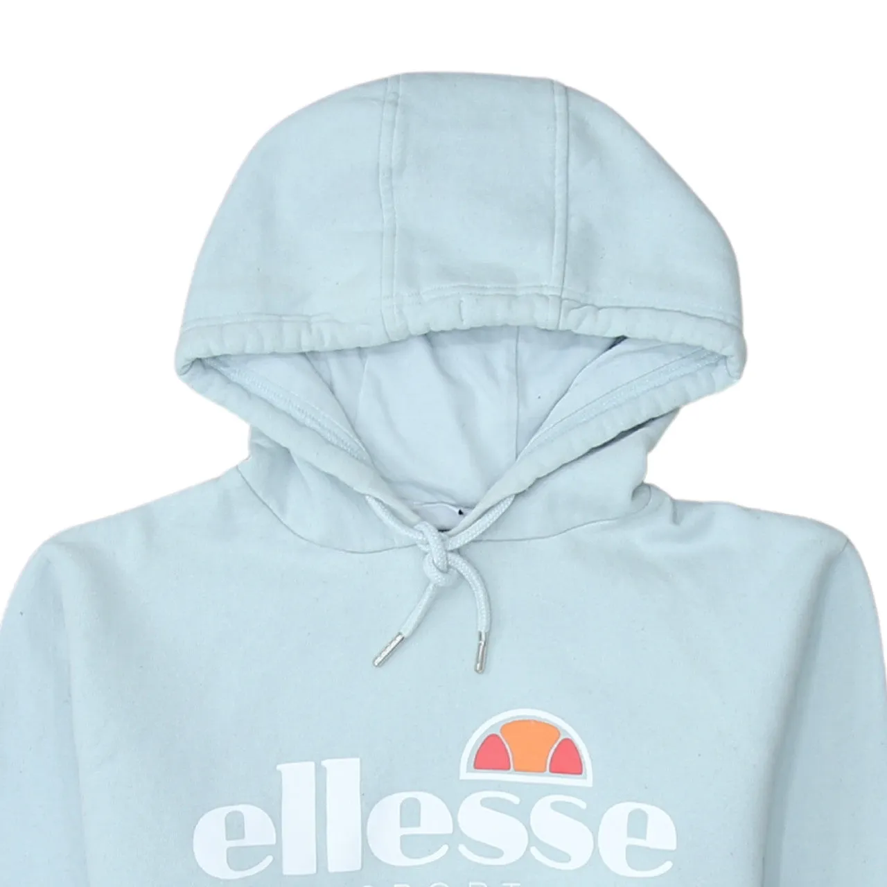 Ellesse Light Blue Hoodie Women's Medium Printed Logo Front Pocket Pullover Sweatshirt sold by Vintage Club product image thumbnail 3