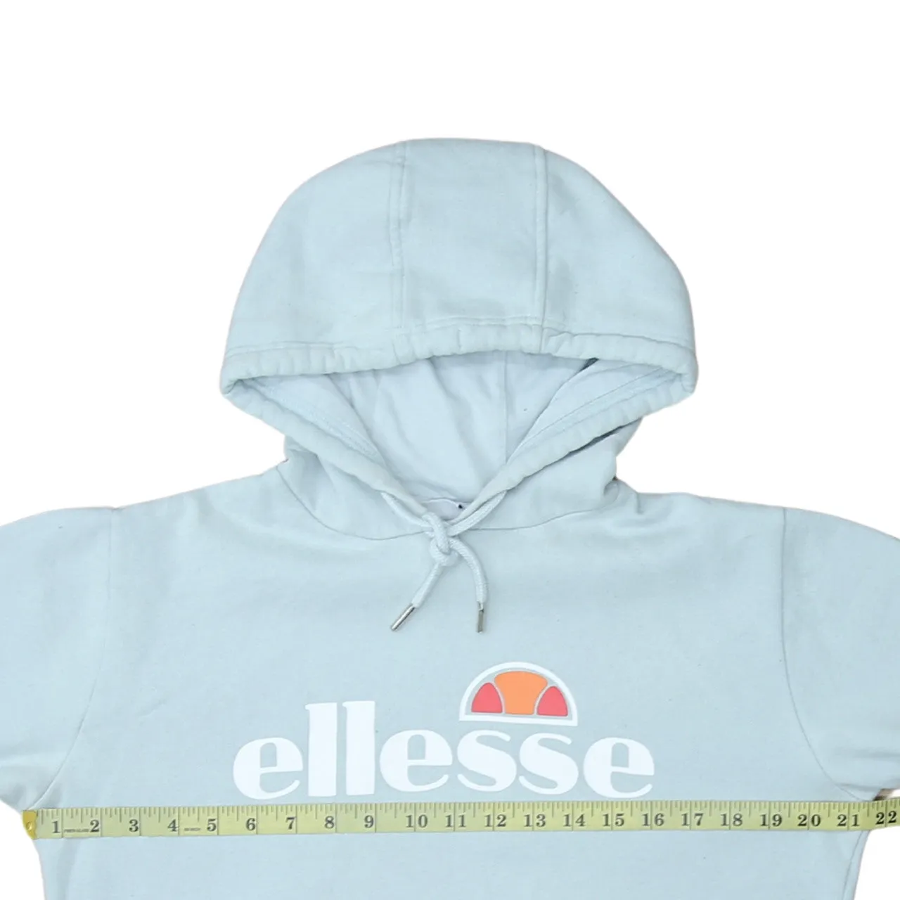 Ellesse Light Blue Hoodie Women's Medium Printed Logo Front Pocket Pullover Sweatshirt sold by Vintage Club product image thumbnail 5