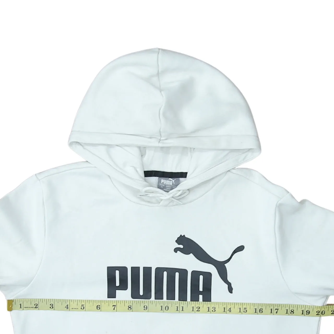 Puma White Hoodie Men's XSmall Printed Logo Front Pocket Pullover Sweatshirt sold by Vintage Club product image thumbnail 5