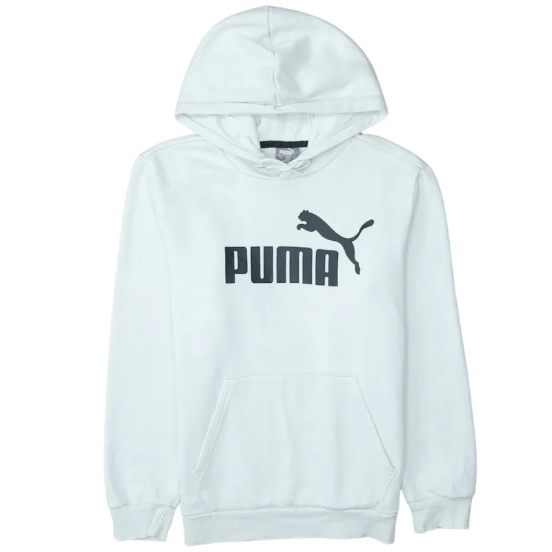 Puma White Hoodie Men's XSmall Printed Logo Front Pocket Pullover Sweatshirt made by Puma