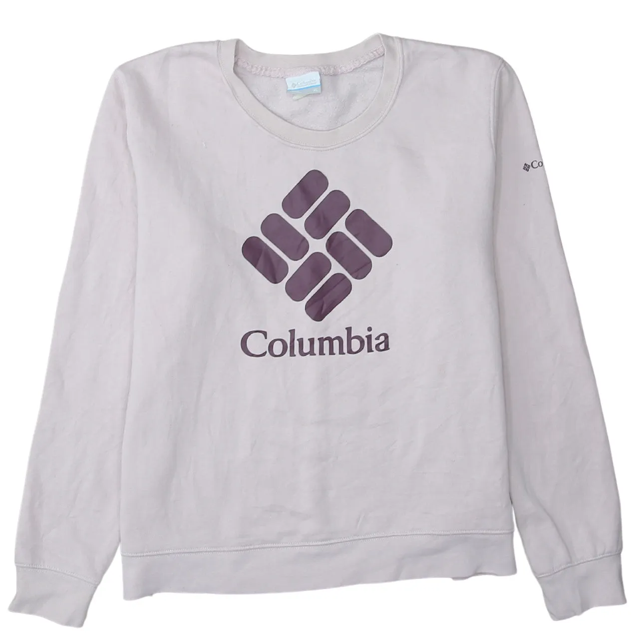 Columbia Light Pink Sweatshirt Women's XLarge Printed Logo Crewneck Pullover Fleece Top sold by Vintage Club