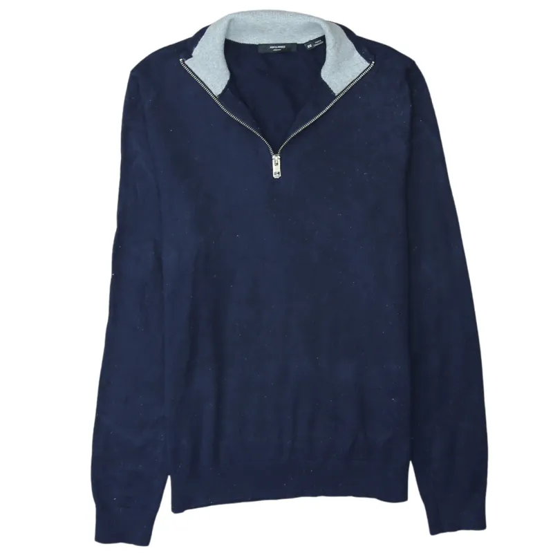 Jack&Jones 90's Plain Quarter Zip Sweatshirt XSmall Navy Blue made by Jack & Jones