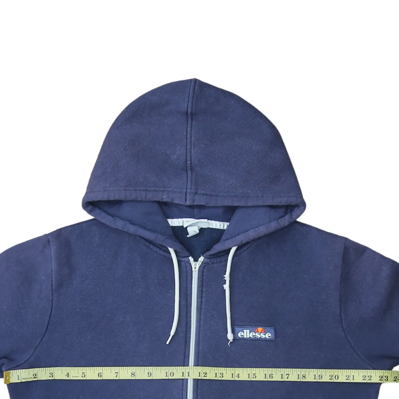 Ellesse Navy Blue Zip Hoodie Women's Large Embroidered Chest Logo Split Pocket Fleece Top sold by Vintage Club product image thumbnail 5