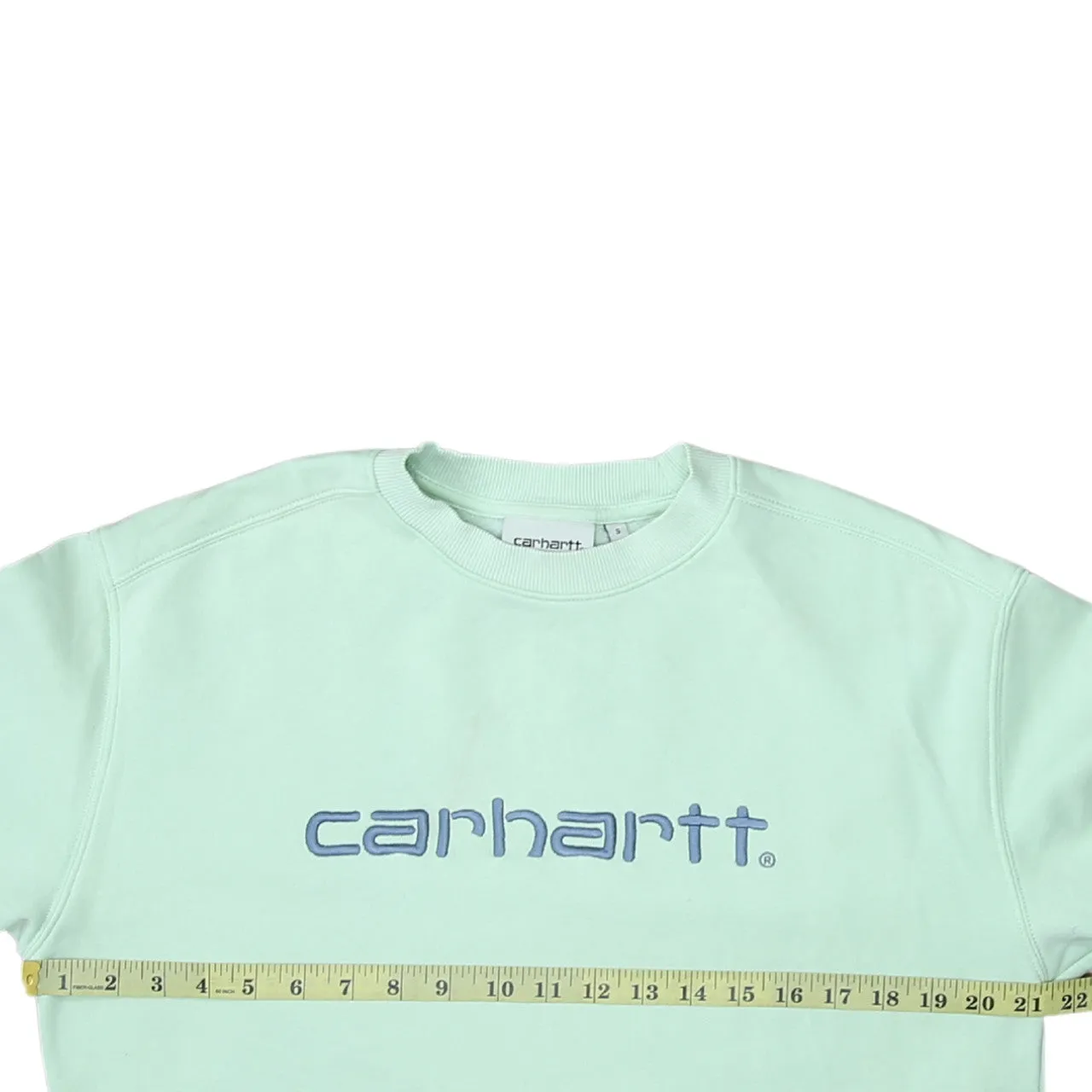 Carhartt Mint Green Sweatshirt Men's Small Embroidered Logo Crewneck Pullover Fleece Top sold by Vintage Club product image thumbnail 5