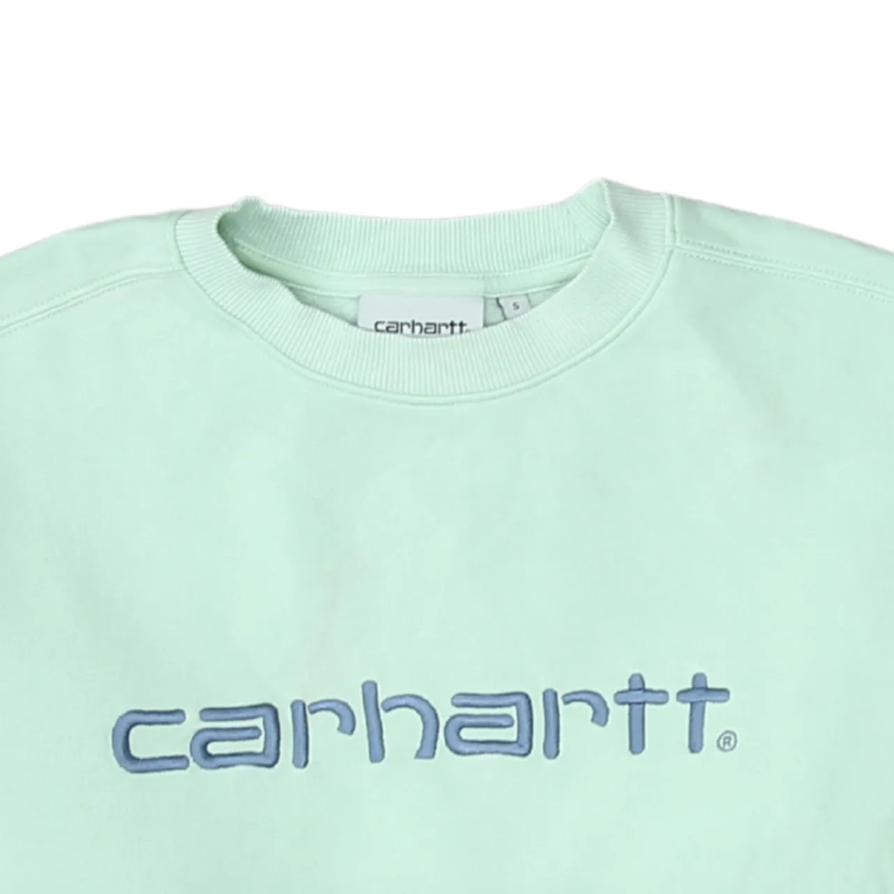 Carhartt Mint Green Sweatshirt Men's Small Embroidered Logo Crewneck Pullover Fleece Top sold by Vintage Club product image thumbnail 3