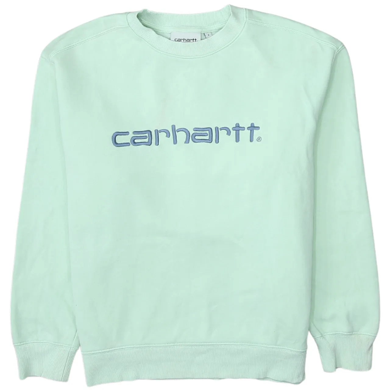 Carhartt Mint Green Sweatshirt Men's Small Embroidered Logo Crewneck Pullover Fleece Top sold by Vintage Club