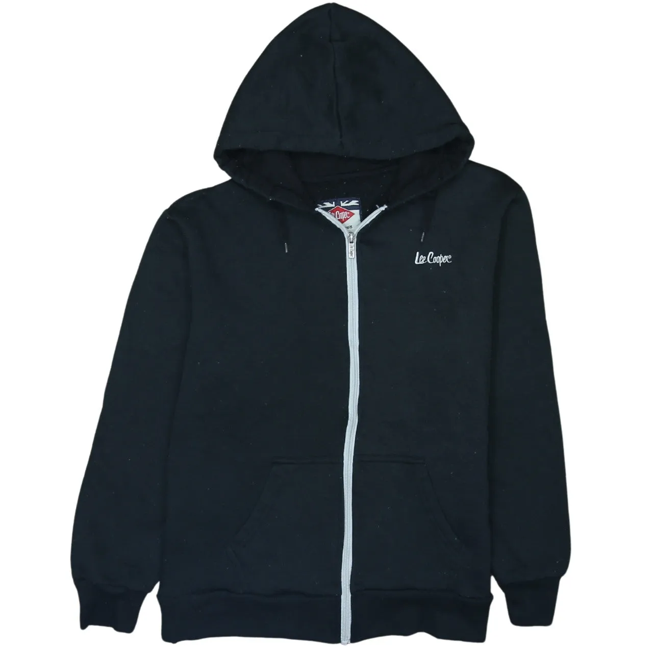 Lee Cooper Black Zip Hoodie Women’s XLarge Embroidered Chest Logo Split Pouch Pocket Sweatshirt sold by Vintage Club