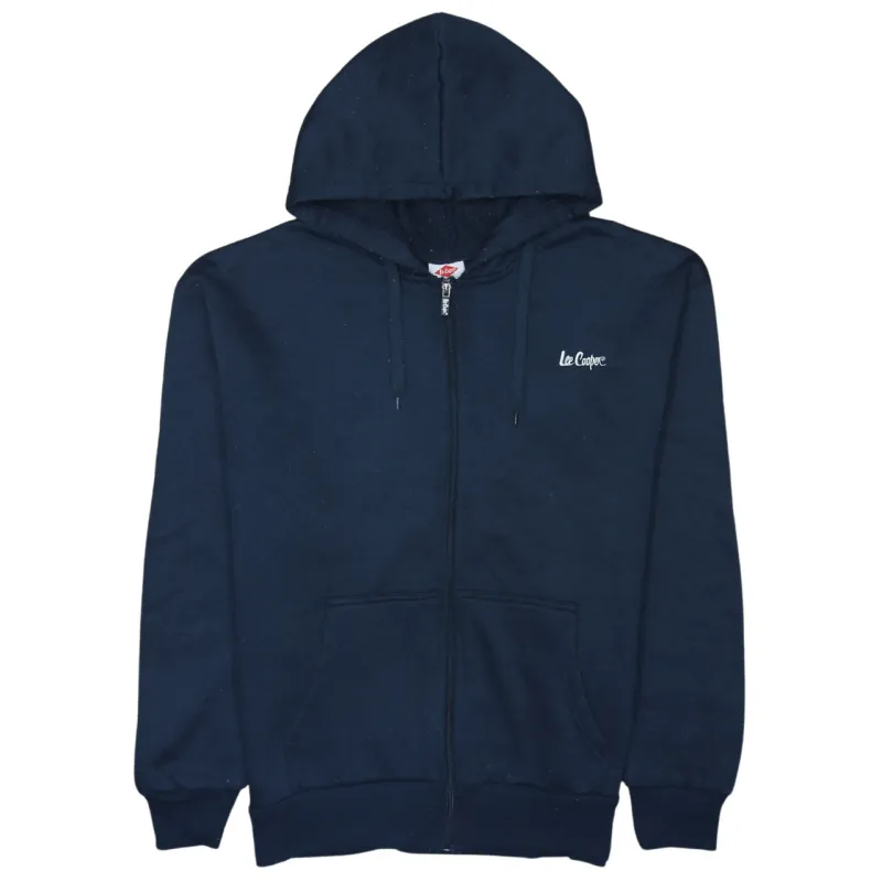 Lee 90's Drawstring Pockets Full Zip Up Hoodie Large Navy Blue made by Lee