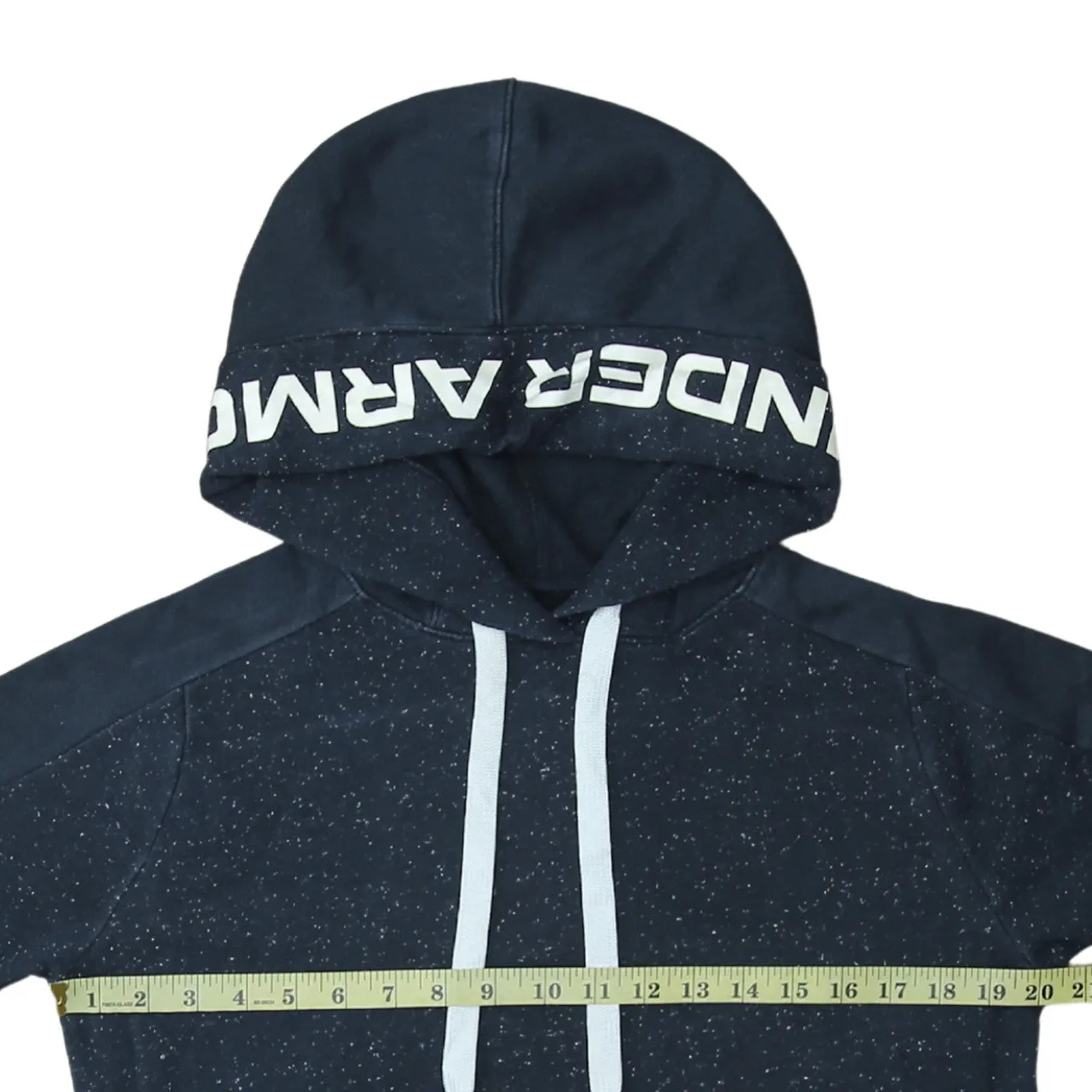 Under Armour Navy Speckle Hoodie Men's Small Printed Logo Drawstring Pocket Pullover Sweatshirt sold by Vintage Club product image thumbnail 5