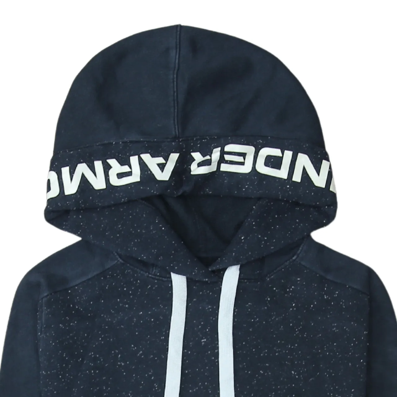 Under Armour Navy Speckle Hoodie Men's Small Printed Logo Drawstring Pocket Pullover Sweatshirt sold by Vintage Club product image thumbnail 3