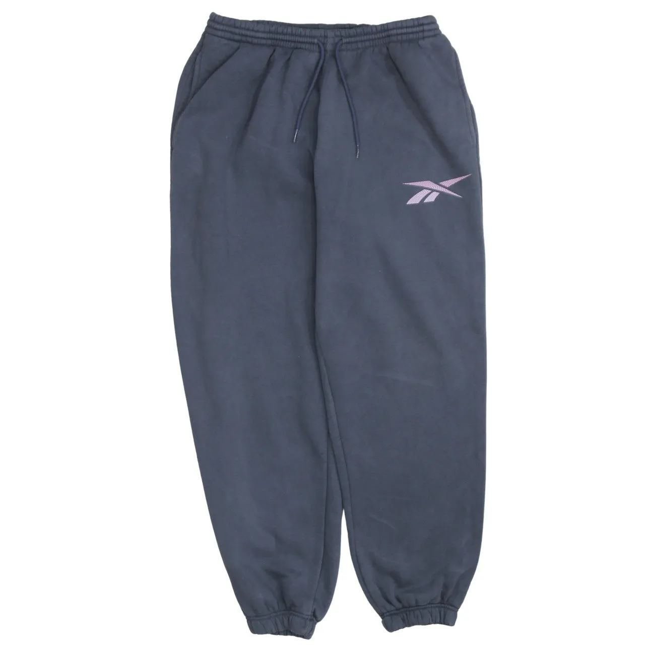 Reebok Navy Joggers Women’s Large Embroidered Logo Elastic Waist Cuffed Sweatpants sold by Vintage Club