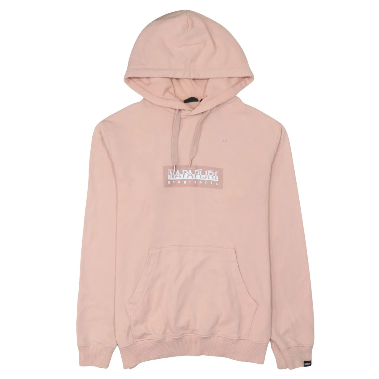 Napapijri 90's Spellout Pullover Hoodie Small Pink sold by Vintage Club