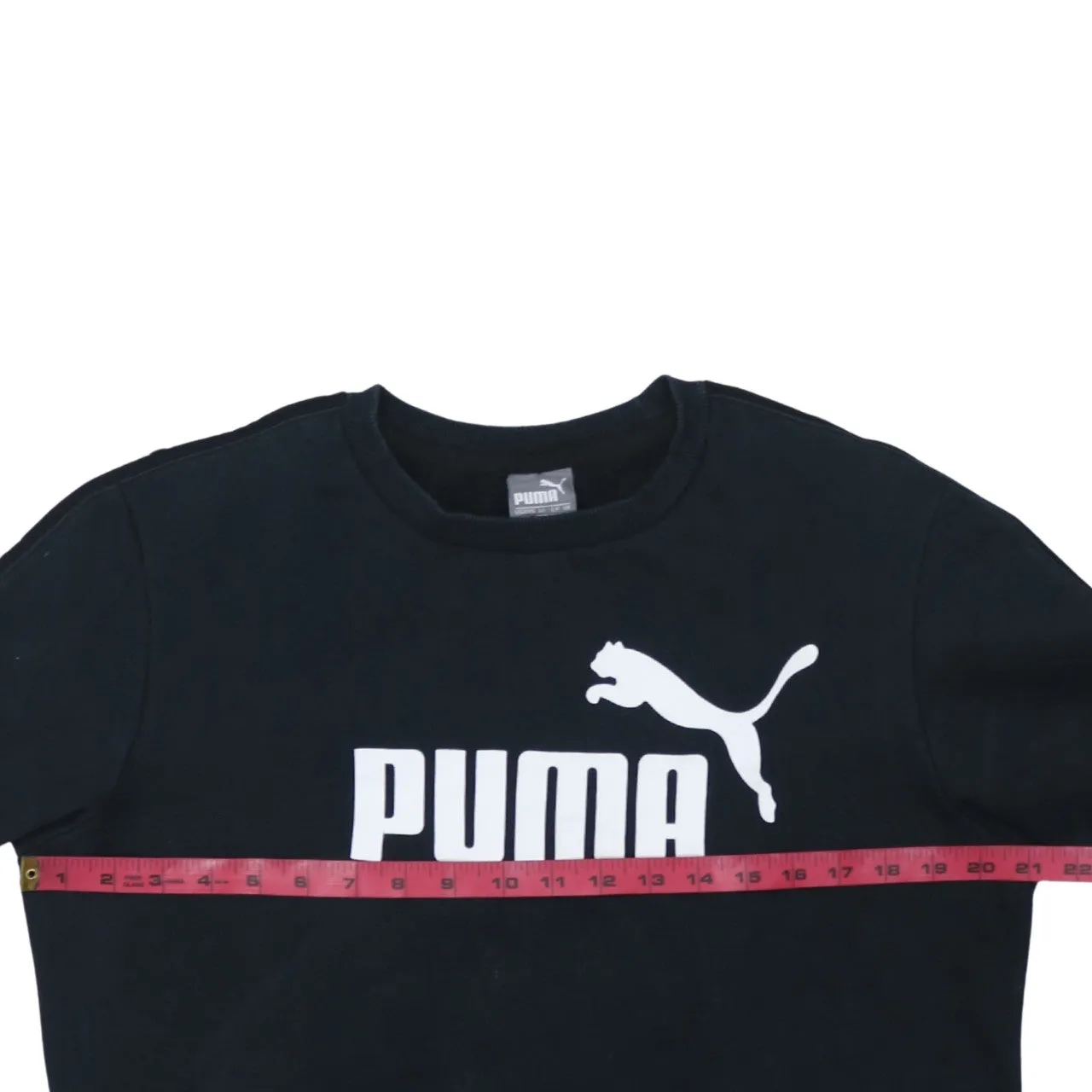 Puma Black Sweatshirt Men's Small Printed Logo Tape Sleeve Crewneck Pullover Top sold by Vintage Club product image thumbnail 5