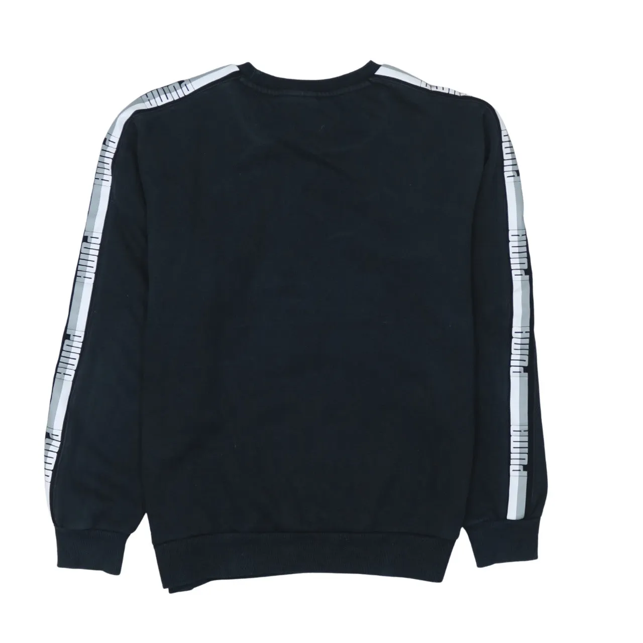 Puma Black Sweatshirt Men's Small Printed Logo Tape Sleeve Crewneck Pullover Top sold by Vintage Club product image thumbnail 2