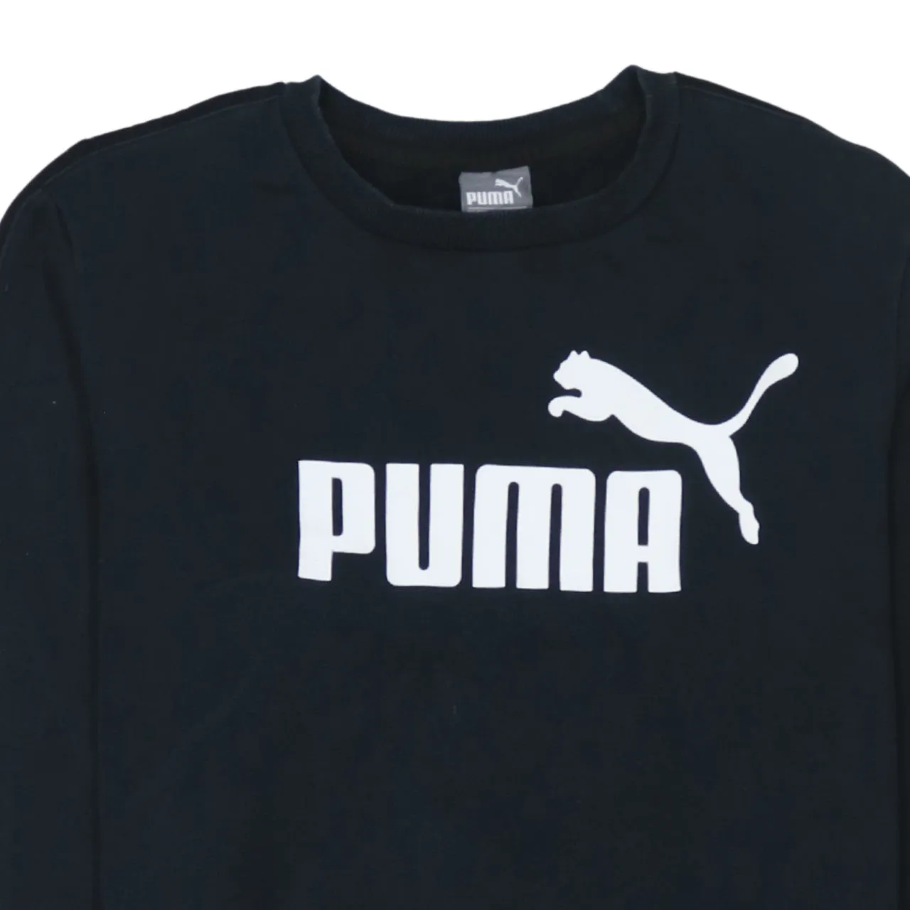 Puma Black Sweatshirt Men's Small Printed Logo Tape Sleeve Crewneck Pullover Top sold by Vintage Club product image thumbnail 3