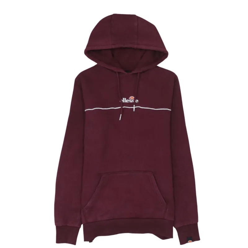 Ellesse 90's Drawstring Pockets Pullover Hoodie XSmall Burgundy Red made by Ellesse